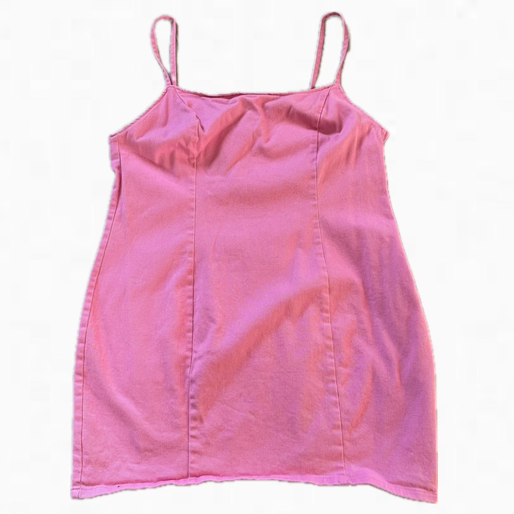 Pink denim dress
